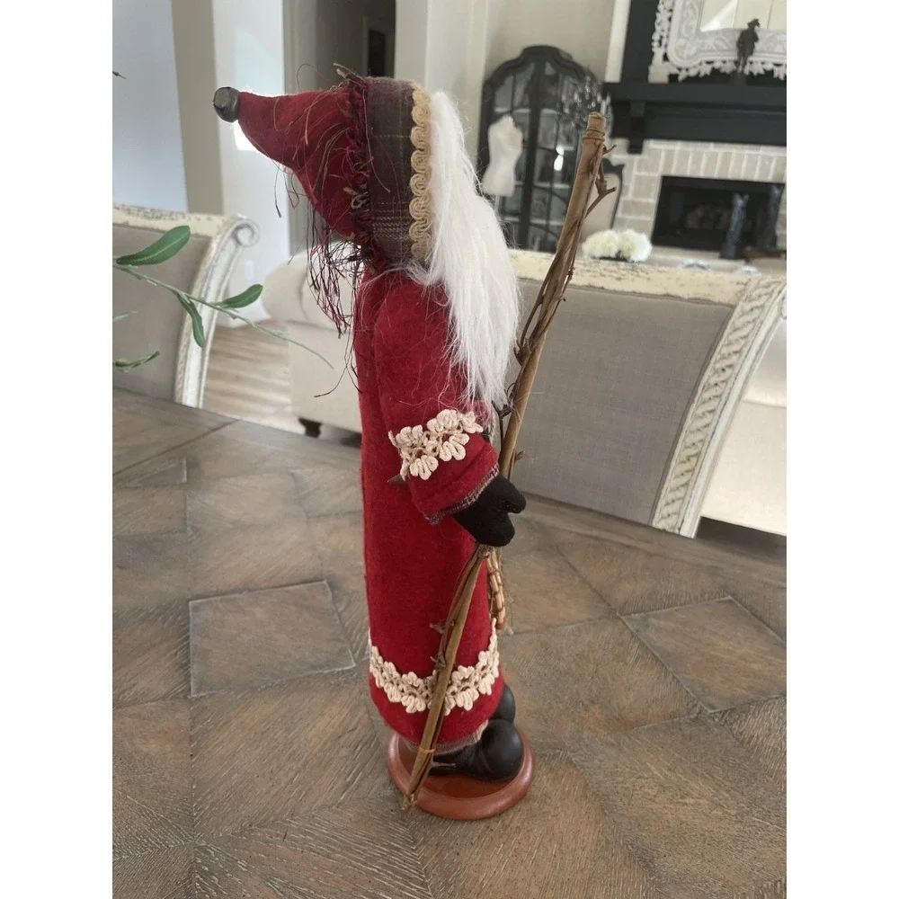 Rustic Old World Santa Clause Snowshoes Painted Cloth Face 17